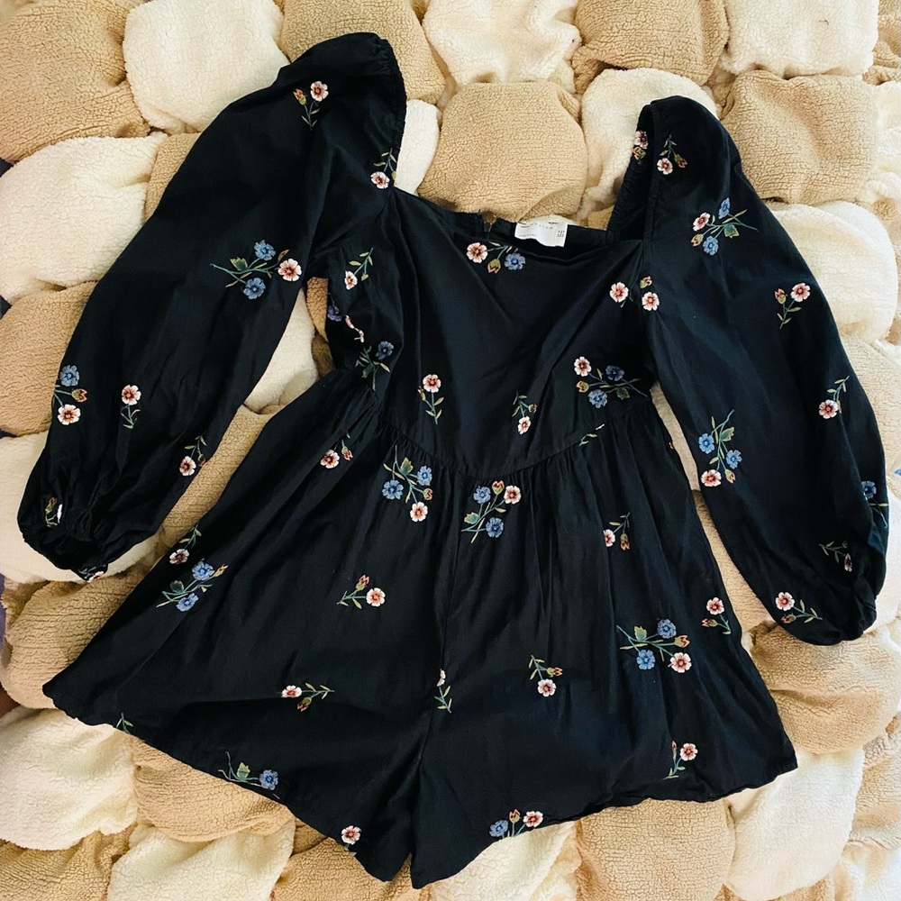 ASOS Black Floral Embroidered Romper